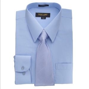 Men's light blue regular fit dress shirt w/ tie